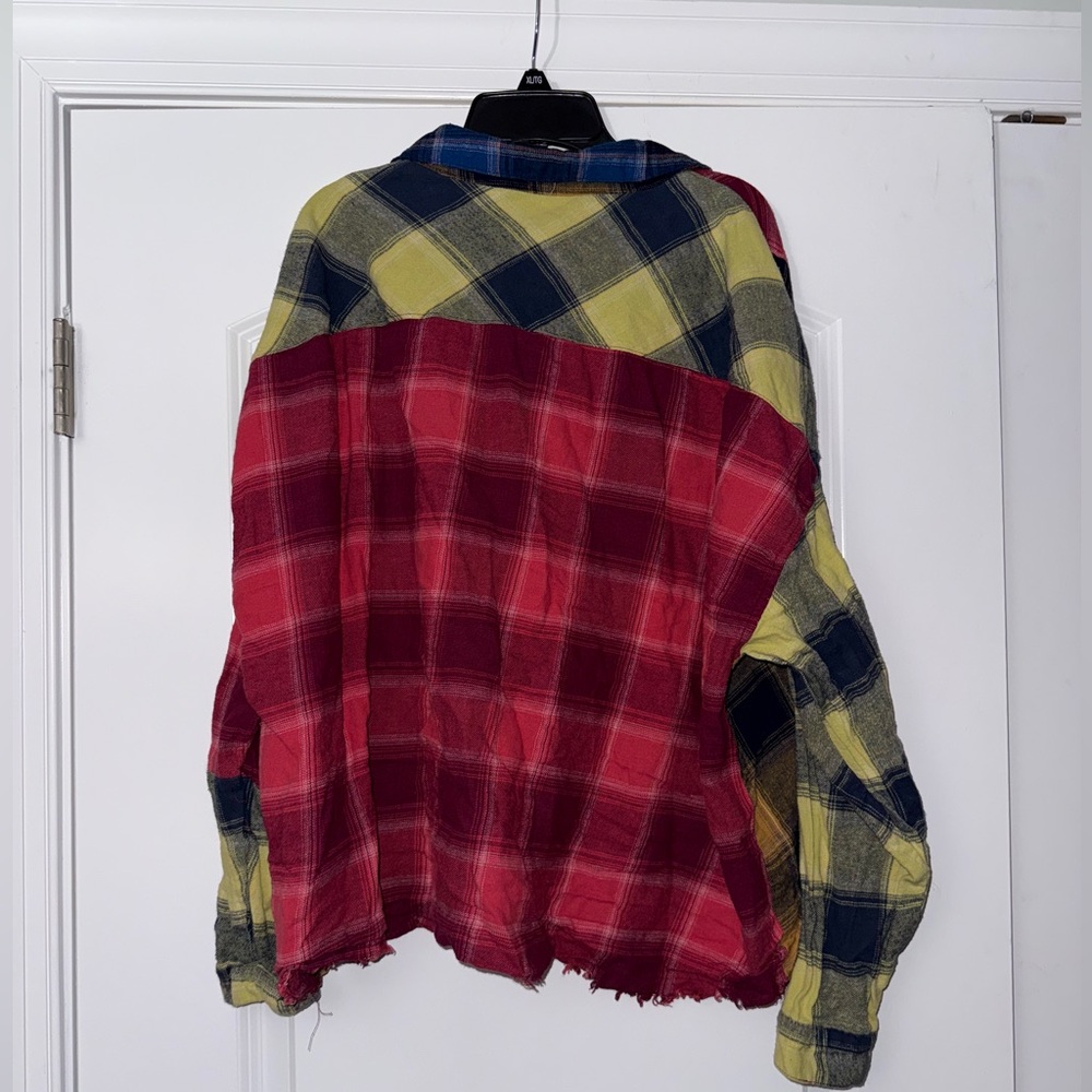 Taxi Vintage Grunge 80s Plaid button up flannel pink, yellow, blue EUC - Picture 10 of 10
